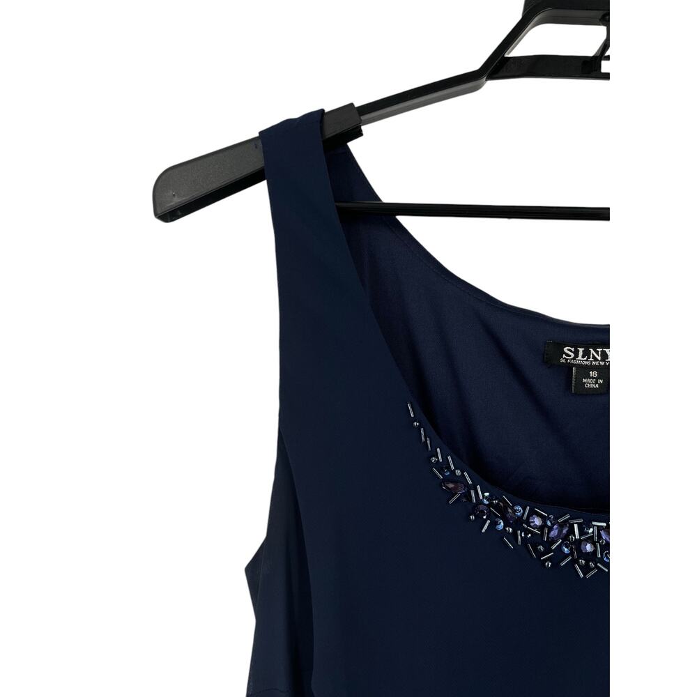 SNLY dress beaded detail chiffon sleeveless blue size 16 - Picture 3 of 6